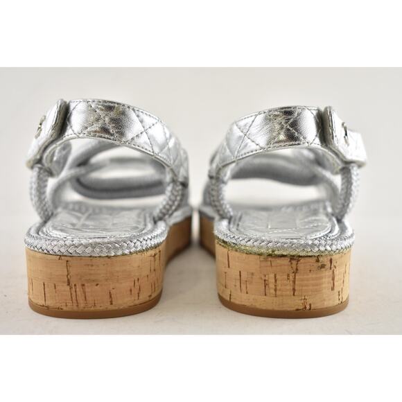 Chanel 20S Silver Cord Rope CC Logo Quilted Ankle Strap Teva Dad Sandal Flat 36 - Picture 14 of 16
